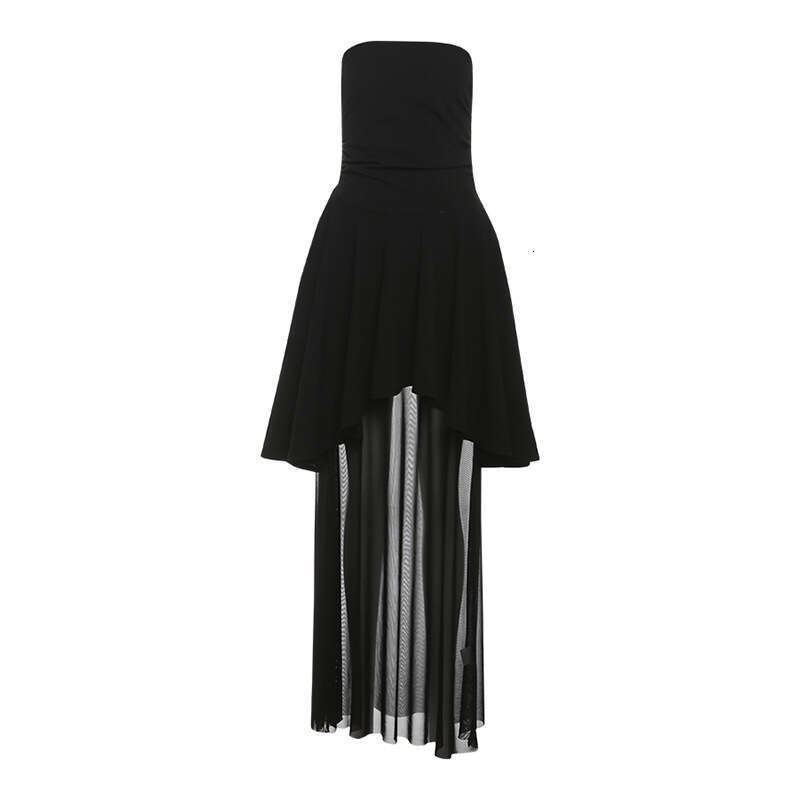 2025 Spring New Women's Solid Color Slim Fit High Waist Fashion Off-Shoulder Tube Dress 9be