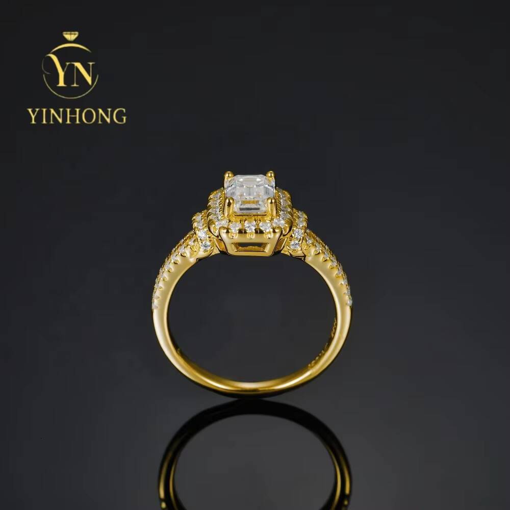 Gra Certificated 925 Sterling Silver Halo Moissanite Rings for Women Engagement Wedding Band