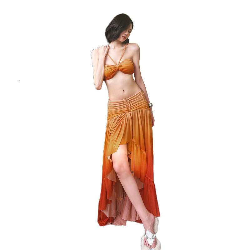 2025 Summer New Trendy Strapless Crop Top Sexy Slim Fit High Waist Irregular Skirt 072