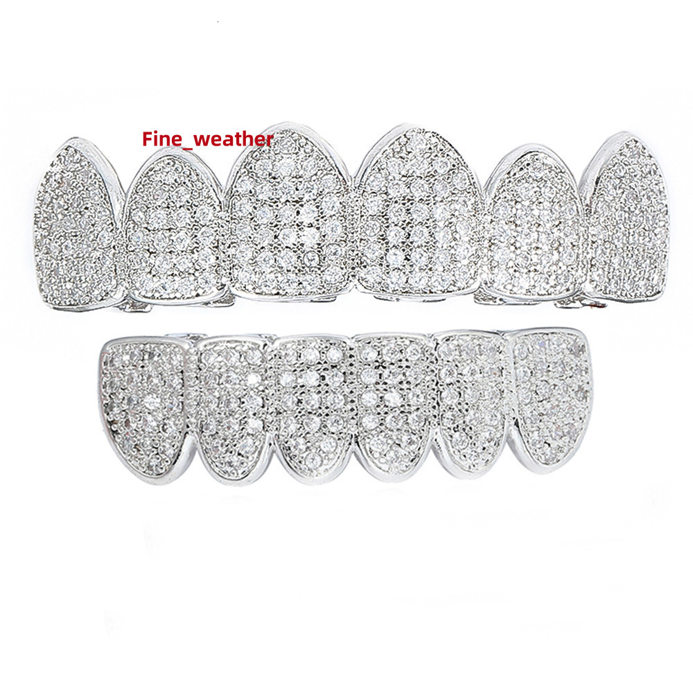 Custom 925 Silver Vampire Fangs Design Grillz for Teeth Iced Out VVS Moissanite Diamond Jewelry