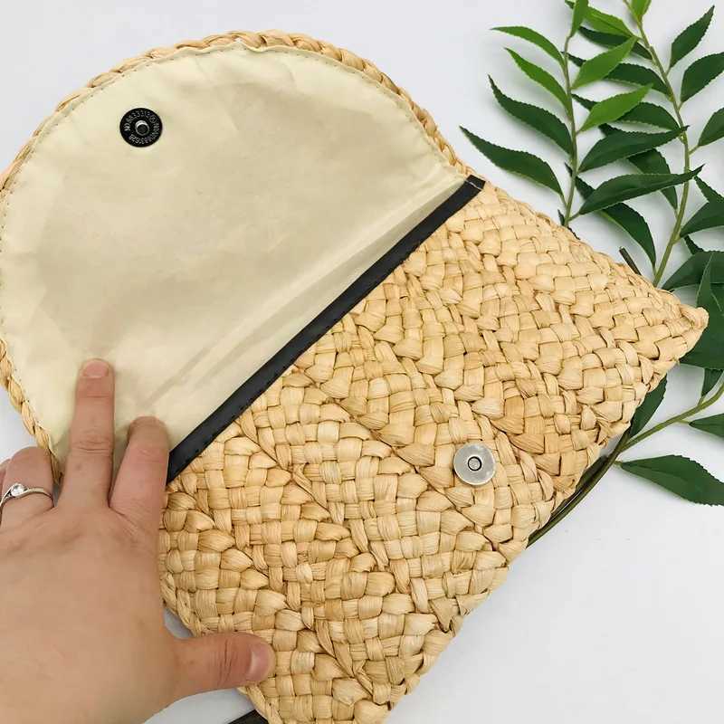 Corn Husk Weave Dinner Clutch Bag Womens Fashion Simple Solid Straw Large Purse Woman Summer Casual Va ion Ladies Wallet 2025 Z250725