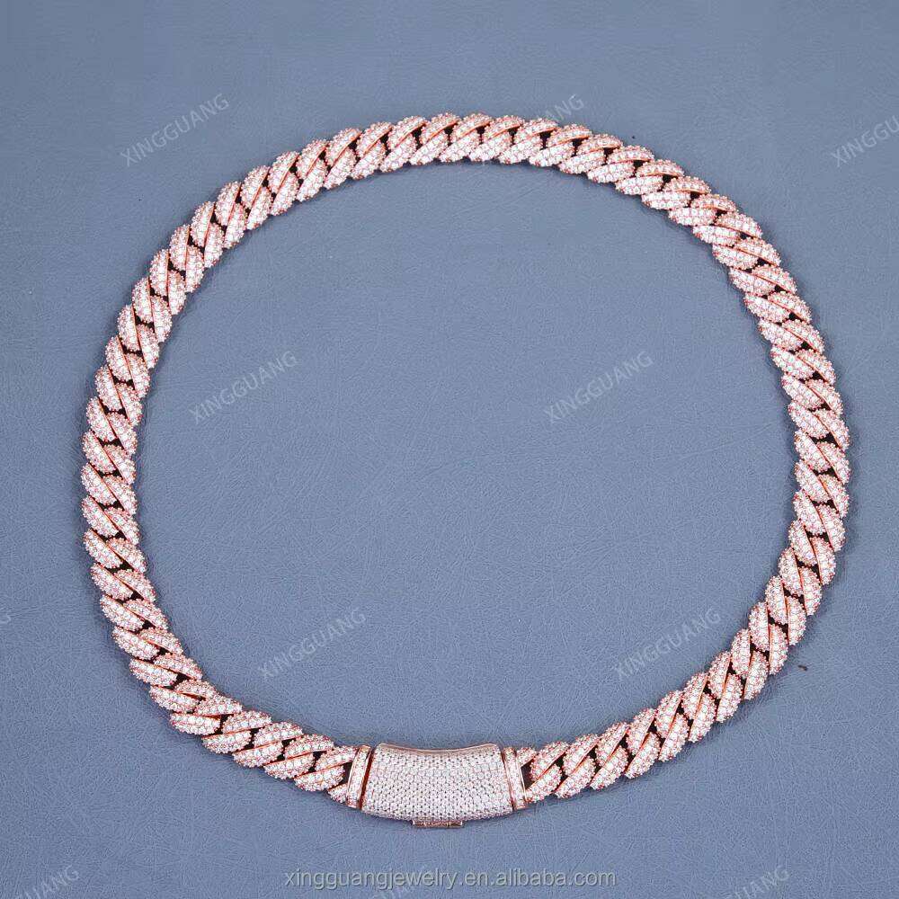 RTS 13mm Wide Iced Out VVS Dia Chain GRA Moissanite Sier Gold Plated Fine Jewelry Hiphop Necklace Bracelet