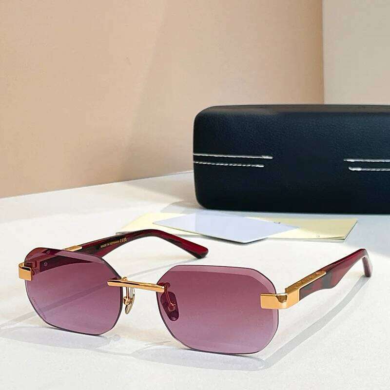 Men's Light Tortoise Gold Boundless Sunglasses 2025 Trendy Original Hand Craft Rimless Acetate Solar Glasses for Male