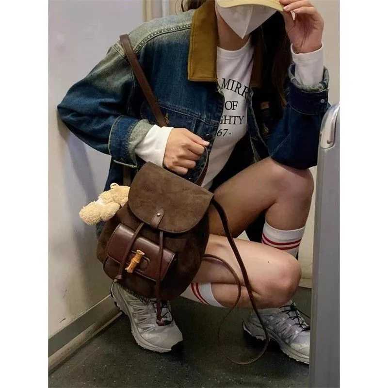 Jiaerdi Hot Girls Brown Mini Backpack Wen New Versatile Suede Chic Y2k Backpacks Fem Vintage Casual Mochila Ahetic Y250724