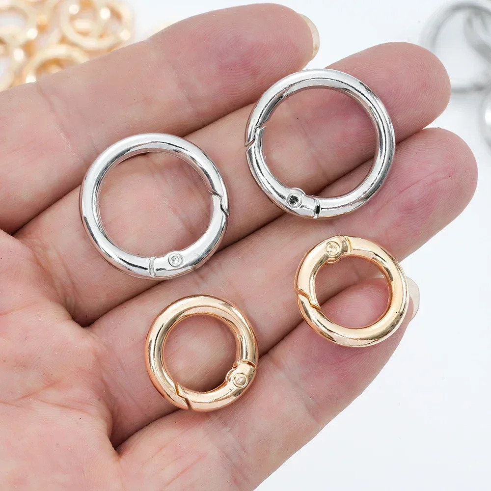 5pcs Metal Ring Spring Clasps Openable Round Carabiner Keychain For Diy Dog Chain Buckles Bag Cell Phone Chains Accessories 250723