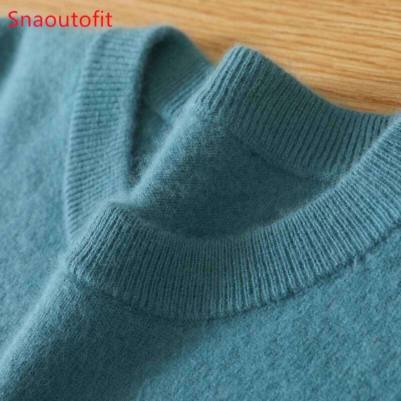 Men's 100% Pure Cashmere O-Neck Pullovers Knit Sweater Autumn and Winter New Long Sleeve High-End Jumpers Mink Tops