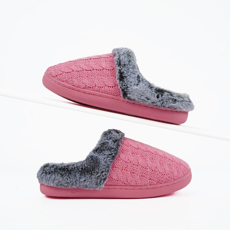 Couple's New Versatile Warm Faded Furry Non-Slip Thickened Cotton Slippers