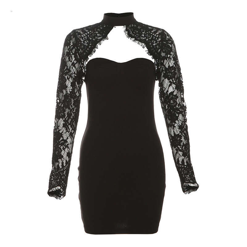 Women's Clothing 2024 Autumn Winter New Street Fashion Sexy Long Sleeve Bodycon Backless Dress a87