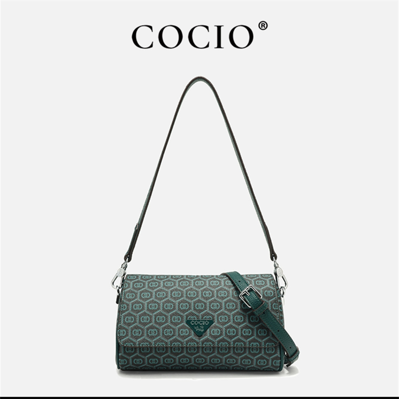 COCIO designer bag New Peacock Green Single Shoulder Underarm Bag Casual Pillow Bag Popular Versatile Womens Bag