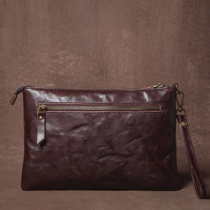 GURO High Quality Mens Real Leather Clutch Money Pouch Casual Business Handbag Armpit Bag Portable Wristlet Bag 250723