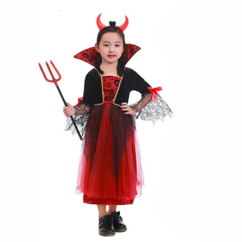 The Middle Age Gothic Vampire Girls Dress Halloween Vintage Upper Class Role Play Costume Child Nostalgic Sle Princess Frocks Z250725