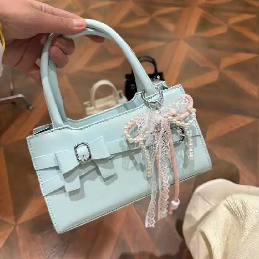 Korean Style Bow Hand Bag Purse Wen Fairycore Ahetic Leather Handle Messenger Bag Hot Girls Sweet Cute Square Bag New Y250725