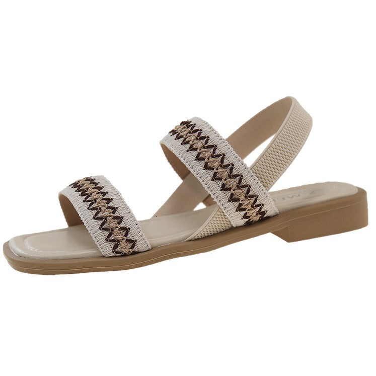 Ddmysports Chunky Heel For Women Summer New Fashionable Versatile Casual Beach One Strap Ethnic Style Roman Sandals Outdoor Shoes