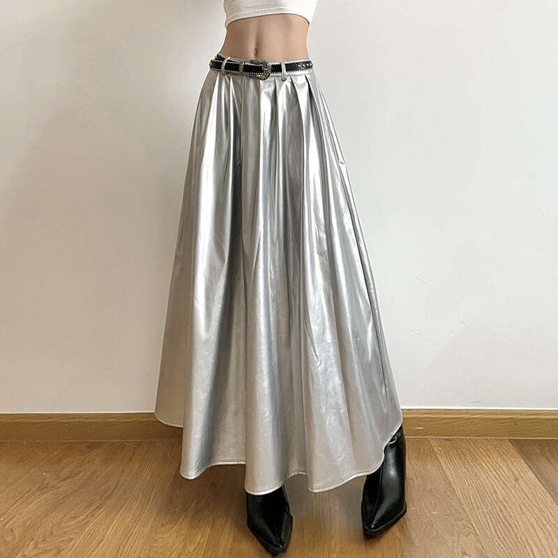 2023 Summer New Women's Solid Color Loose Street Fashion High Waist Slimming Pleated Skirt 7bb
