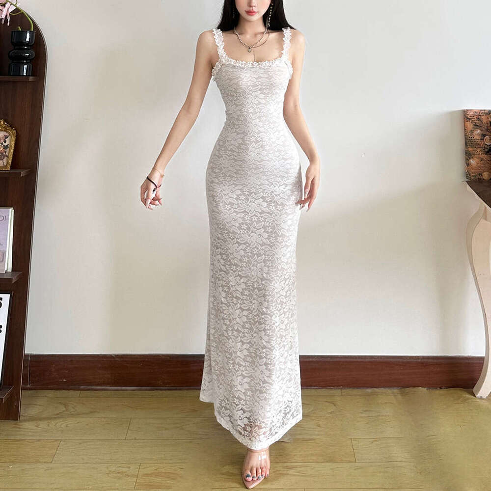 2025 Summer New Pure Desire Sexy Backless Lace Strap Trim Slim Fashion Dress for Women 469