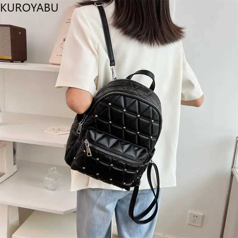 Fi Wen Y2k Backpacks PU Leather School Bags for Teenagers Girls Backpack Travel Bags Harajuku Black Womens Backpack Y250724