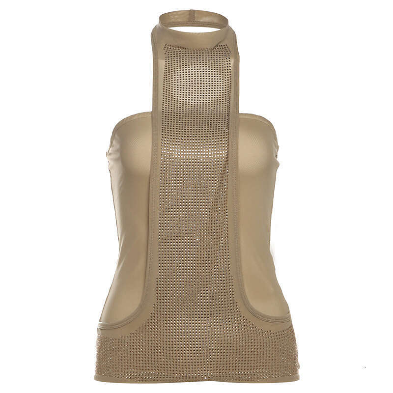 2025 Spring New Women's Solid Color Slim Street Fashion Halter Neck Sleeveless Backless Tank Top 5be