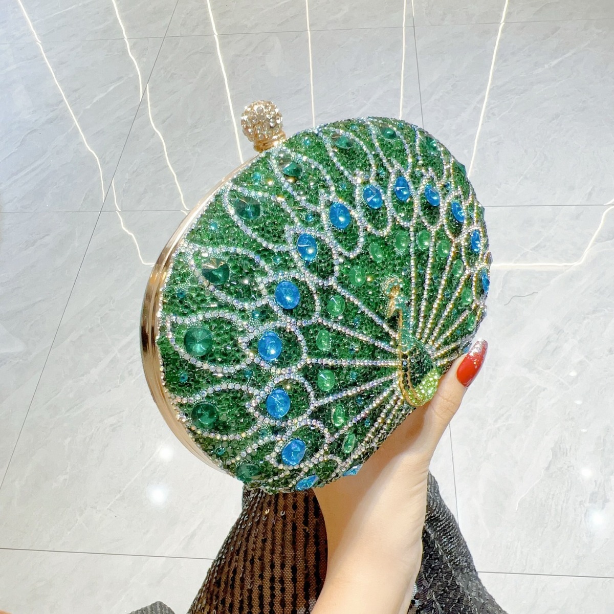 2025 New Designer Peacock Inlaid Diamond Handbag Party Bag Birthday Wedding Single Shoulder Crossbody Bag