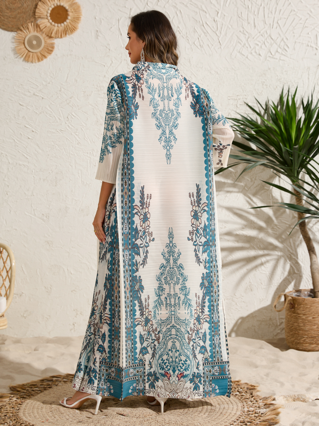 dress Ethnic Clothing Ladies' elegant, loose and printed long-sleeved dress in Arab style NZ012