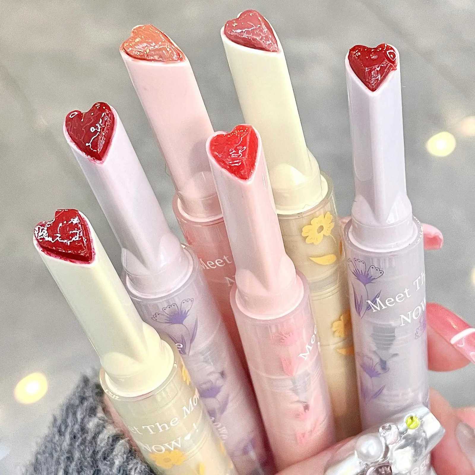 Water-light Lip Glaze Mirror Glitter Lip Tint Long Lasting Moisturising Love Heart Shape Solid Lipstick Pen Lips Makeup CosmeticXJ250724