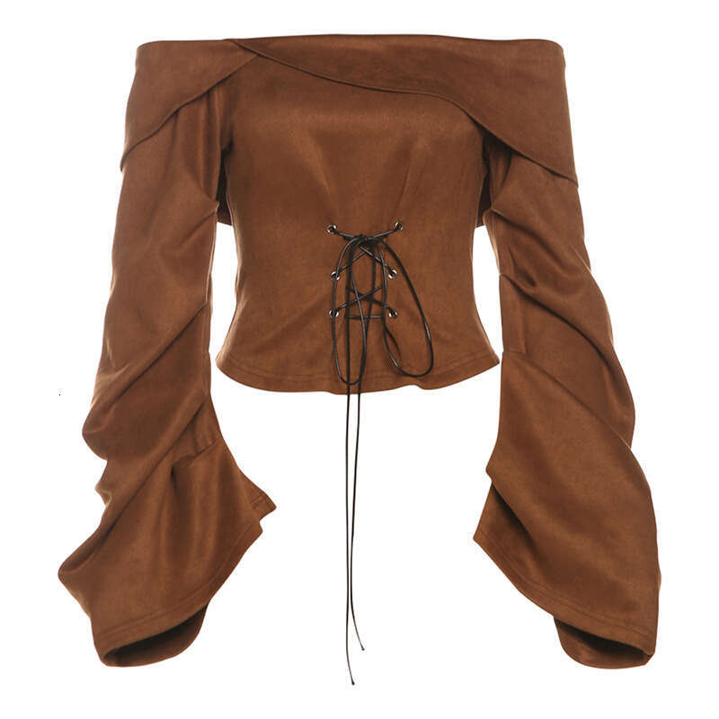2024 Autumn Winter New Fashion Solid Color Sexy Off-Shoulder Long Sleeve Loose Top for Women f19