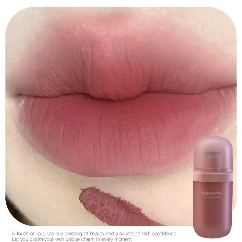 Red Brown Matte Velvet Lip Gloss Waterproof Liquid Lipstick Non-stick Cup Lips Tint Mud Makeup Rose Peach Lip Glaze CosmeticsXJ250724