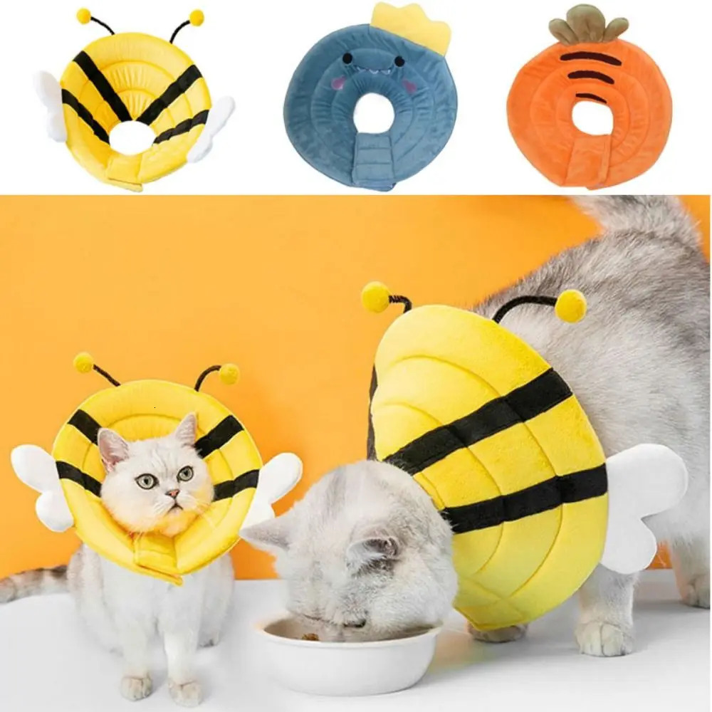 Cotton Bee Shape Cat Recovery Collar Anti-licking Adjustable Cat Elizabethan Collar Anti-biting Soft Dog Elizabeth Circle 250716