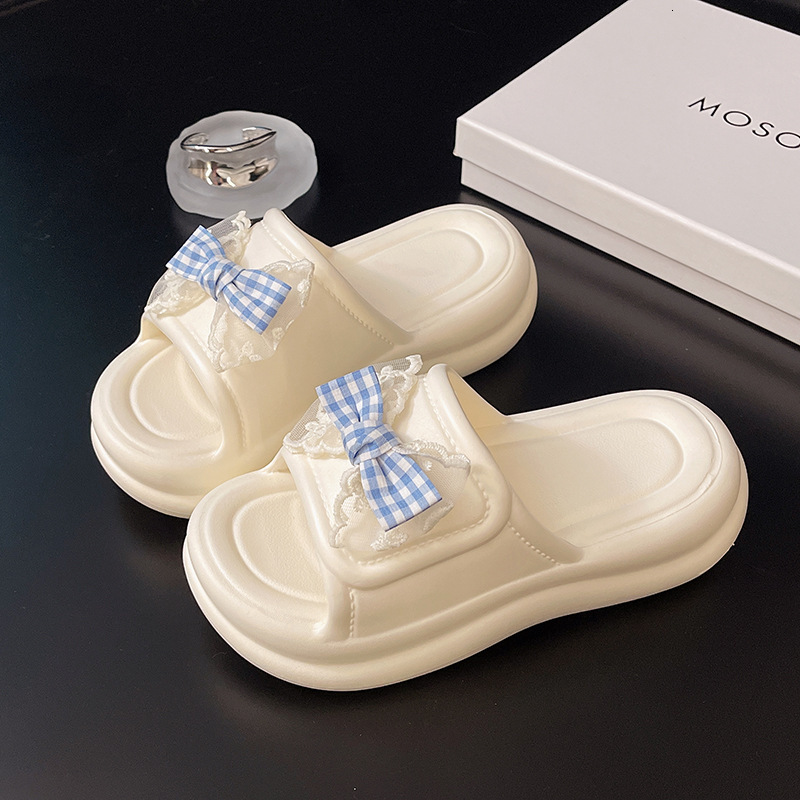 Ddmysports New Fashion Fairy Style Bow Thick Sole Sandals For Women Ins Trend Summer Student Outdoor Slip On Slides Outdoor Shoes