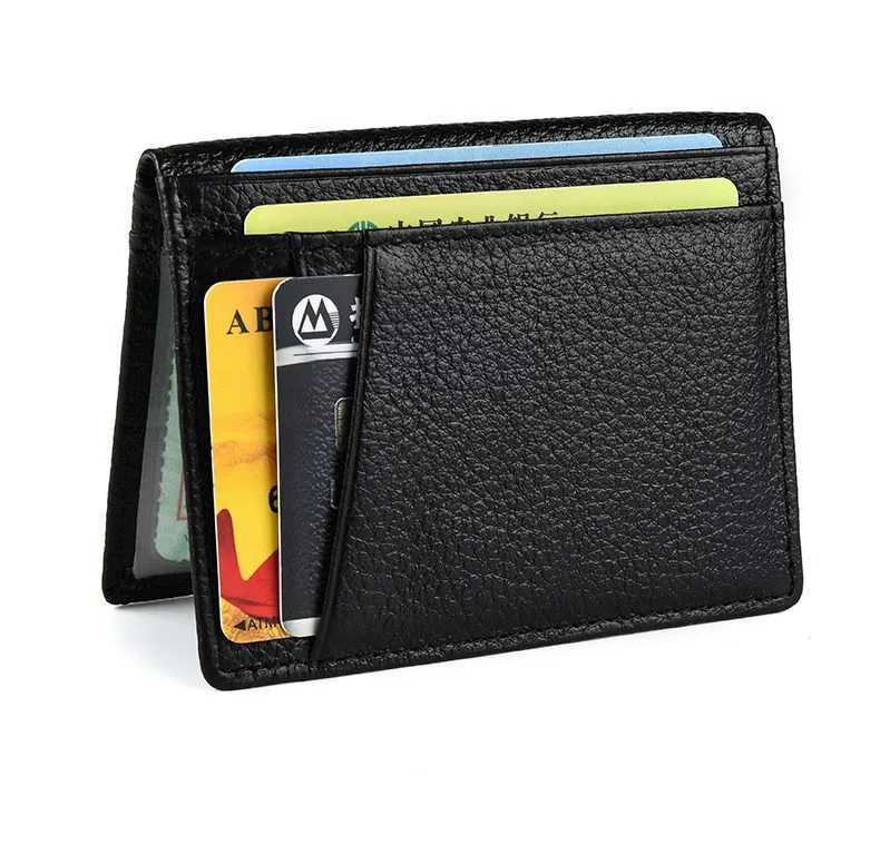 Super Slim Soft Men 100% Genuine Leather Mini Wallet ID Card Holders Purse Male Thin Small Cardholder Z250725