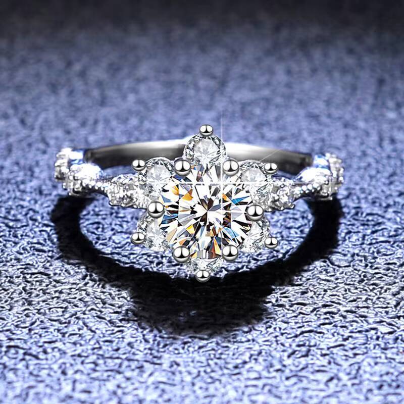 Custom Luxury Jewelry 925 Sterling Silver GRA Certificate Snowflake 5carat VVS D Moissanite Engagement Ring for Women Wedding