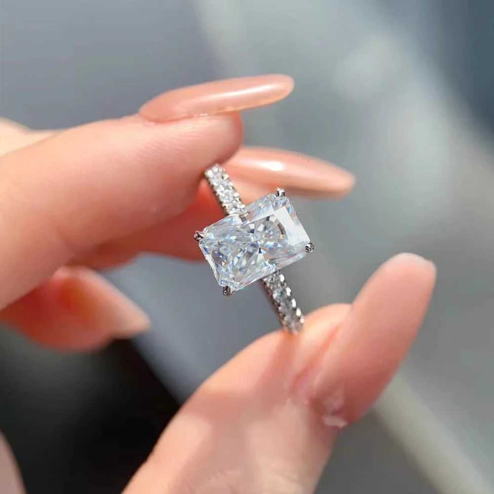 1/2/3/4 CT Radiation Cut Moissanite Engagement Ring GRA Certified 925 Pure Silver Halo Diamond Wedding Ring W250417