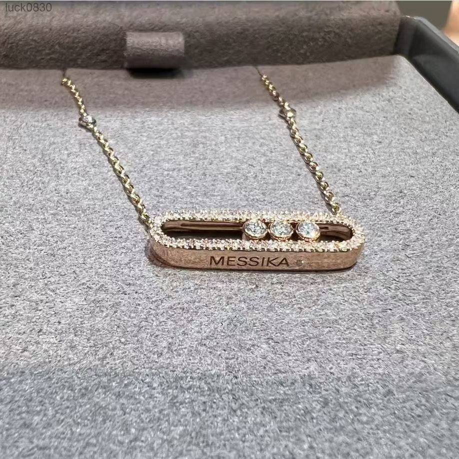 Designer Messikass Messi necklace Card Smart Three Diamond Necklace for Women Pure 925 Silver Light Luxury High-end Feel Versatile Ins Collarbone Cha