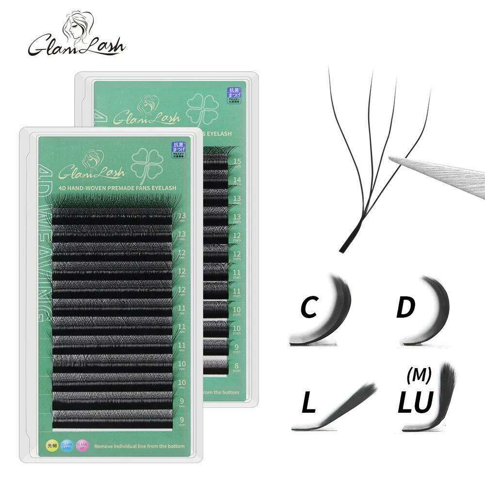 GLAMLASH 4D5D Shaped Eyelash Extension Premade Volume Fans W Style Faux Mink Soft Easy Faning Natural Lashes