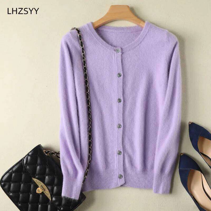 Women Cardigan Large Size Warm Pure Mink Cashmere Sweaters O-Neck Loose Coat Female Sweater Ladies' Jacket Solid Knit Cardigans MDNG