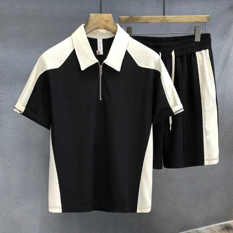Polo Shirt Man Sets Sports New in Tops T-shirts Regular Fit Stretch 2-Piece Outfit Kpop Stylish T-shirts Shorts Suits for Men X250725
