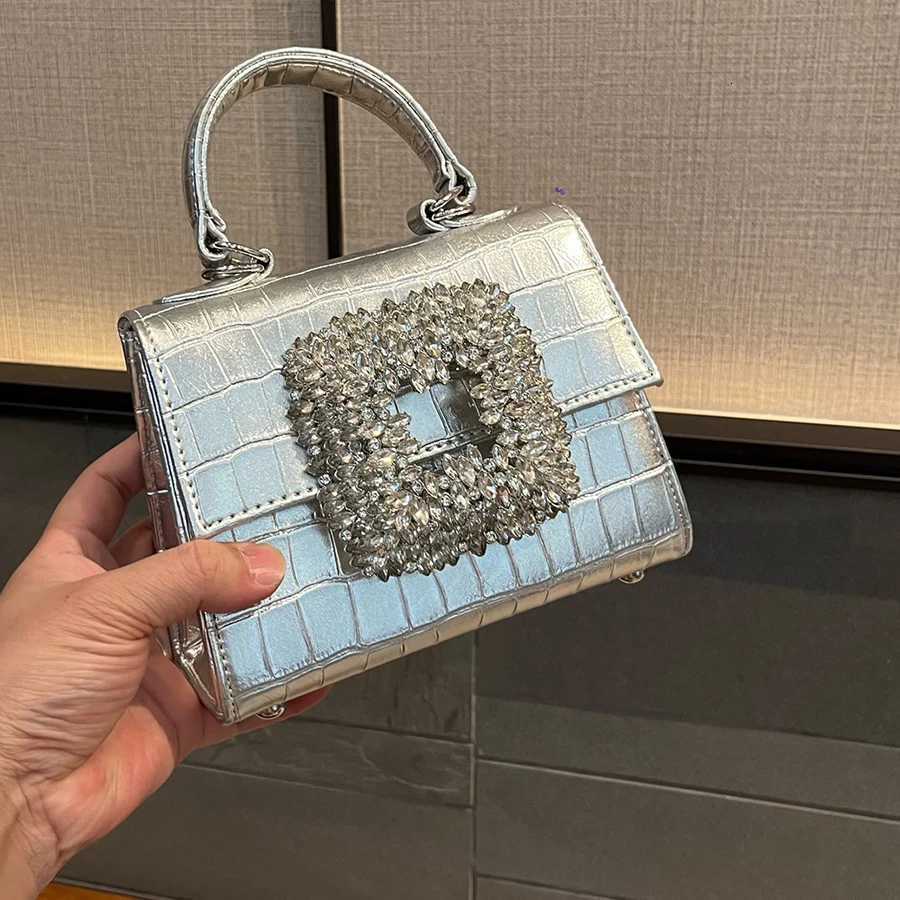 New Wen Alligator Ning Banquet Handbag Rhine Small Square Handbag Shiny Flip Bridal Cluh Crossbody Bag For Wen Sac Y250725