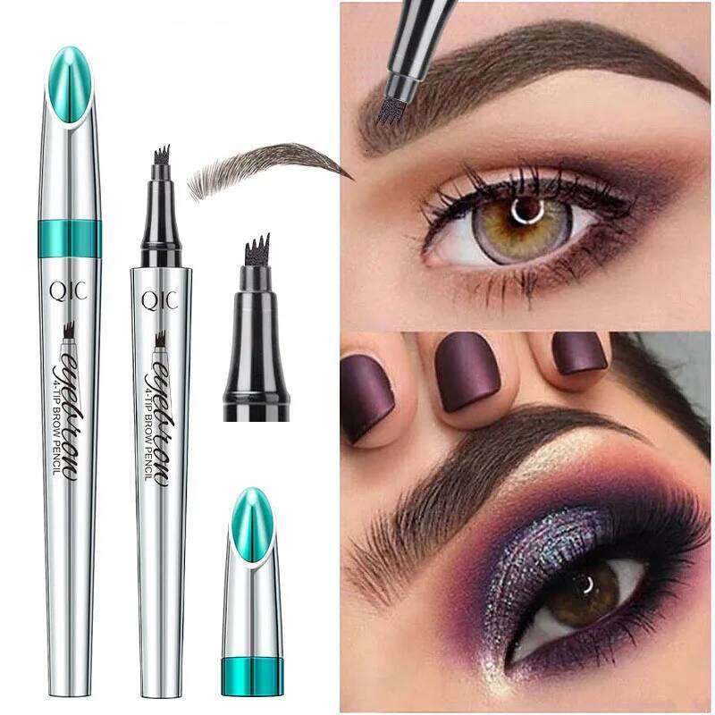 Four-Jaw Ultra-Fine Eyebrow Pencil 3D Waterproof Tip Tattoo Cosmetic Long Lasting Natural Dark Brown Liquid Eye Brow Pen X250725