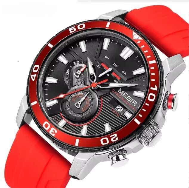 DHgargets MEGIR Men's Sports Watch - Chronograph, 30M Waterproof, Silicone Strap, Luminous, Fashion Quartz Wristwatch