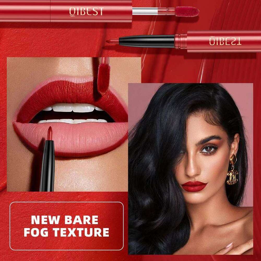 QIBEST Double Ended Nude Gloss Lipliner 2 In 1 Stick Veet Matte Liquid Lipstick Long Lasting Non-stick Cup Lip Tint Makeup X250725 X2