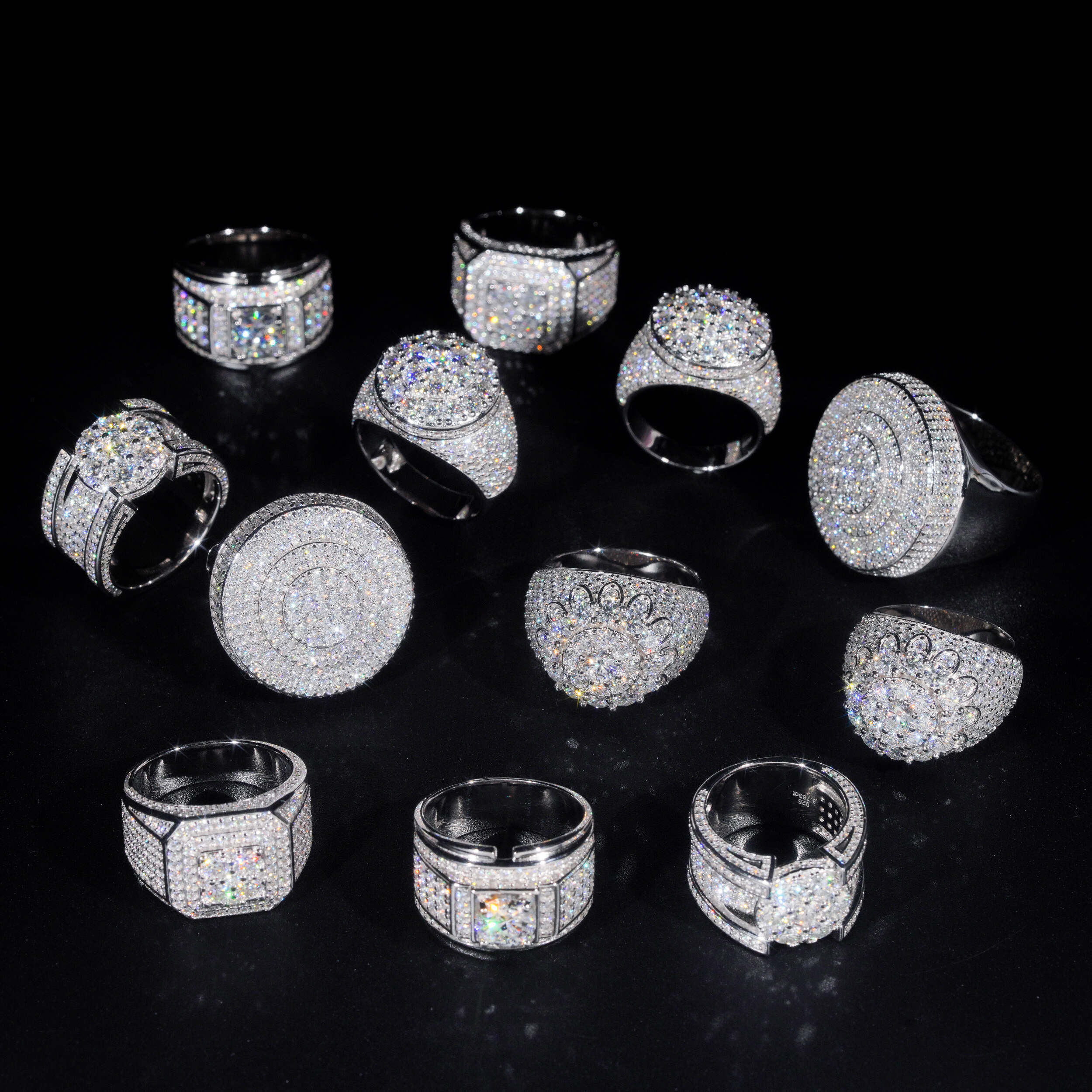 Fashion Fine Jewelry Cluster Ring Real Gold Plated 925 Silver Rock Diamond Rings Men Iced Out VVS Moissanite Hip Hop Cross Ring