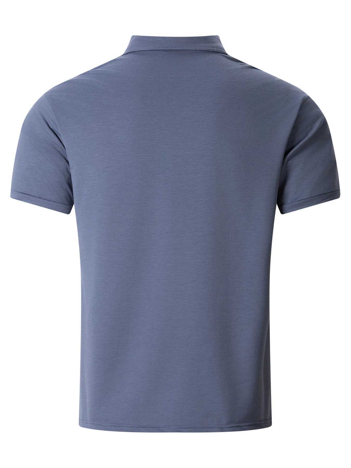 2025 Mens Simple Summer New Long Front Button Lapel Double Pockets Solid Color Short-Sleeved High-Grade Casual Polo Shirt XJ250725