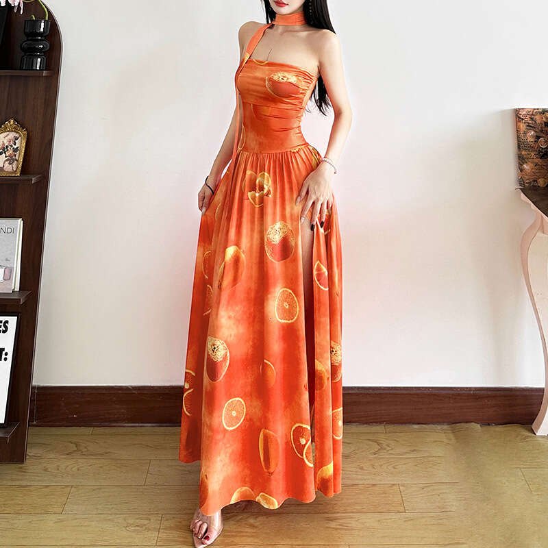 2025 Summer New Women's Street Fashion Sexy Strapless High Waist Long Dress 418