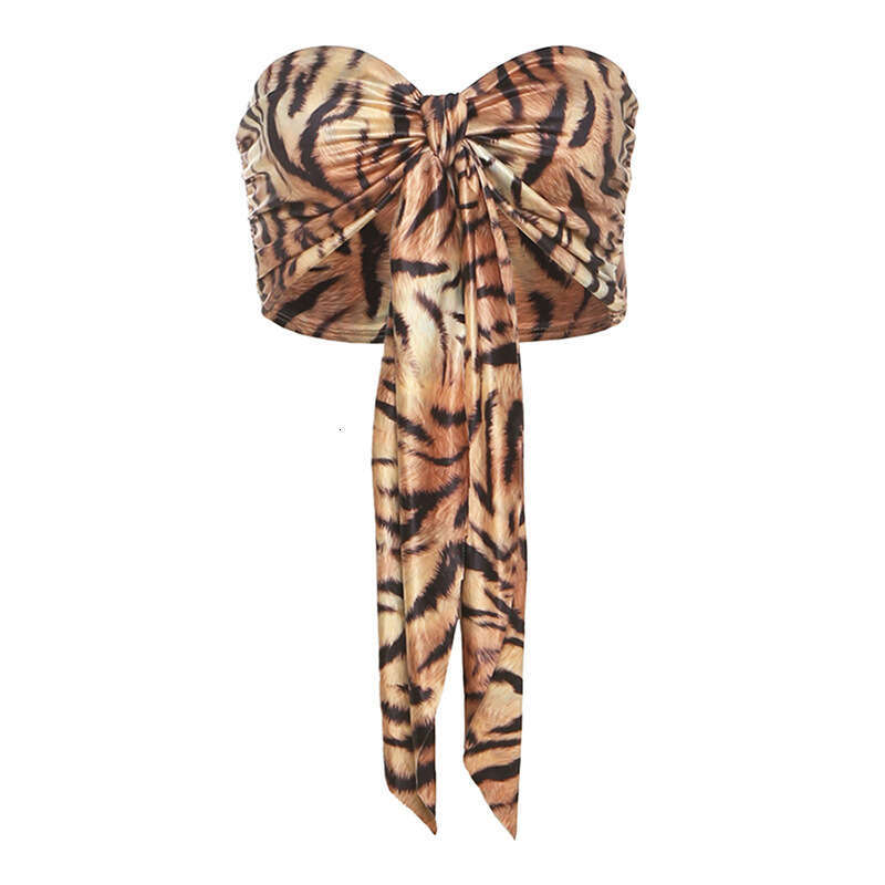2025 Summer New Style Personality Strapless Leopard Print Sexy Hot Girl Slim Fit Elegant Versatile Top Women's Clothing 894