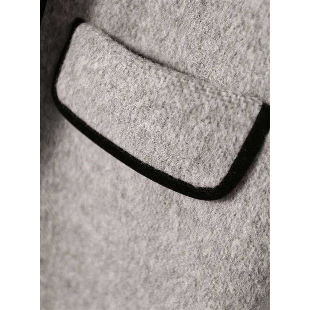 Designer Clothing New Women's Gray Mid Korean Commuting Fashion Office Women Long Suit Notched Collar Woolen Coat Autumn Winter Fashion