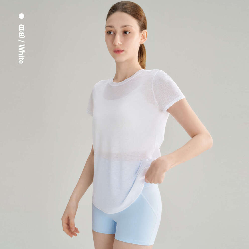 SXZY Bamboo Fiber High-End Hollow Water Drop Backless Outdoor Sports Short Sleeve Top Breathable Fitness Yoga Cover-Up for Women Summer