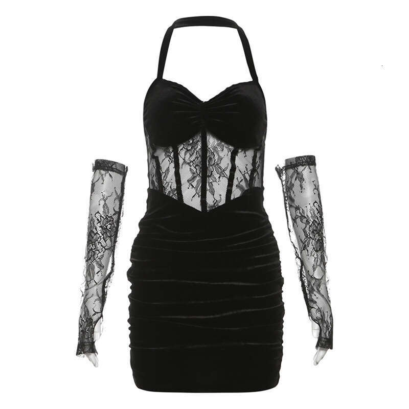 2024 Autumn Winter New Women's Solid Color Slim High Waist Street Fashion Halter Backless Dress 62d