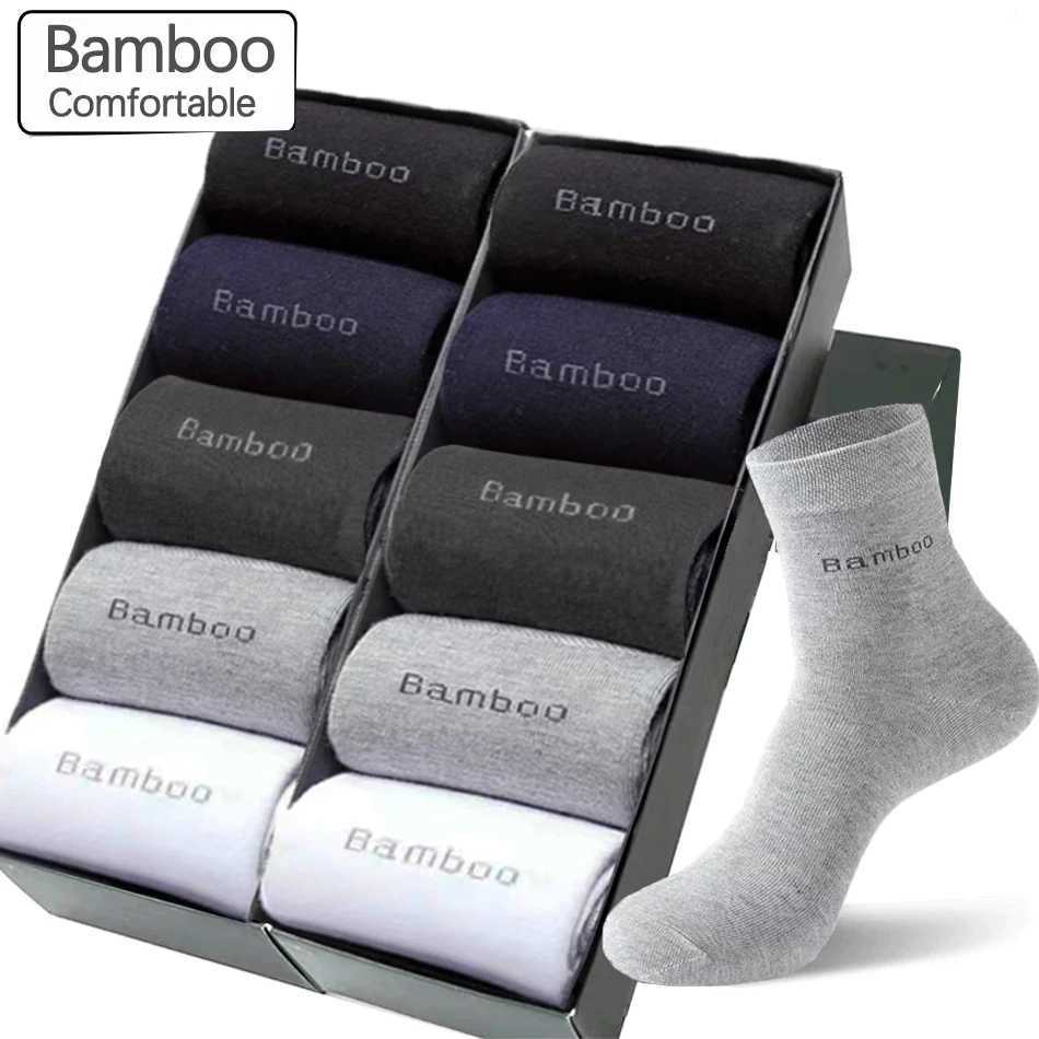 10 Pairs /Lot Bamboo Fiber Socks Men Casual Business Anti-Bacterial Breathable Mens Crew Socks High Quality Guarantee Socks X250725