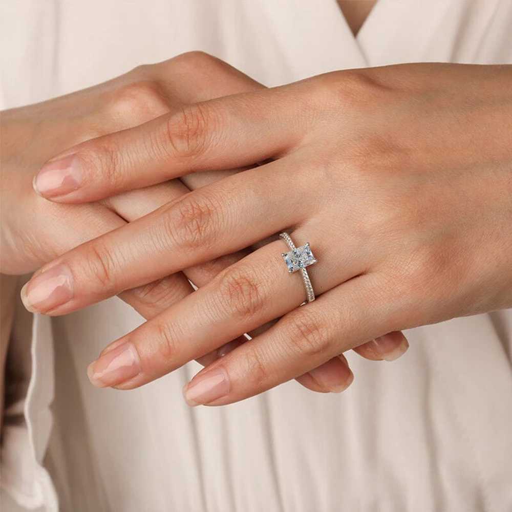 1/2/3/4 CT Radiation Cut Moissanite Engagement Ring GRA Certified 925 Pure Silver Halo Diamond Wedding Ring W250417