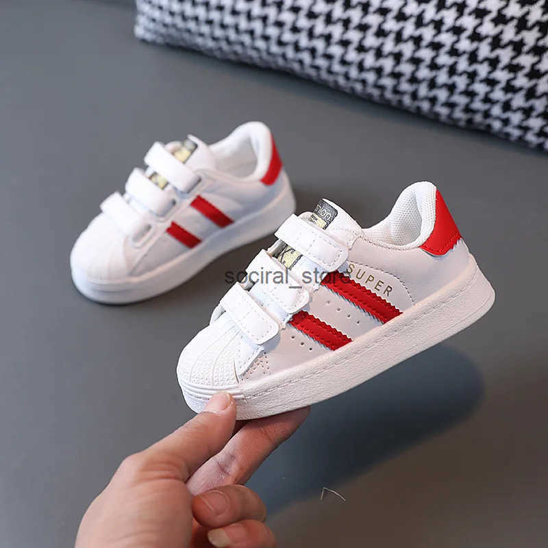 Childrens Sneakers Kids Fashion Design White Non-slip Casual Shoes for Boys Girls Hook Breathable Sneakers Toddler Outdoor Shoe Q250724