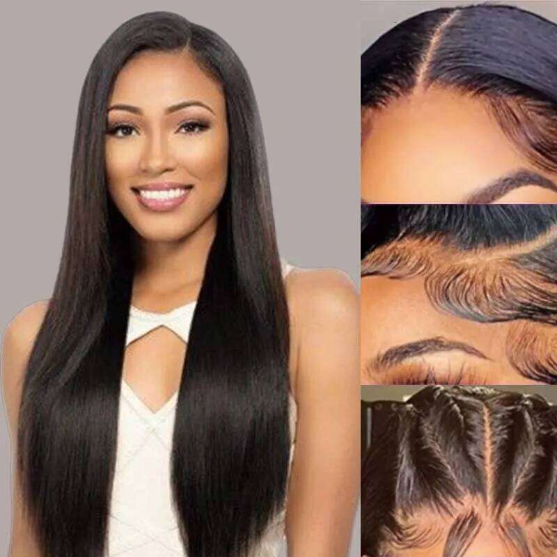 Straight V 100% Human With Seamless Edge Brazilian Hair U Part Wig Contour Upgrade For Women